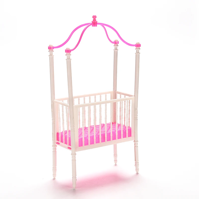 

1PCS Lovely Small Sweet Baby Crib 11cm*5.5cm*23cm For Doll Girls Doll Furniture For Kelly Doll's Baby Bed Doll Accessories