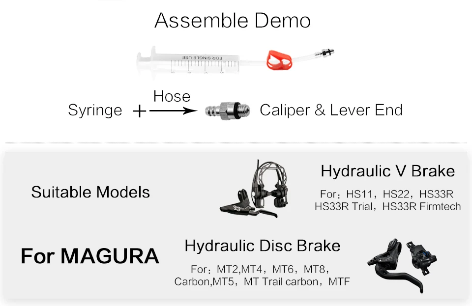 Велосипедный комплект гидравлического тормоза для Magura MT гидравлическая тормозная система, может применяться для Tektro гидравлический тормоз, базовый комплект V 0,5