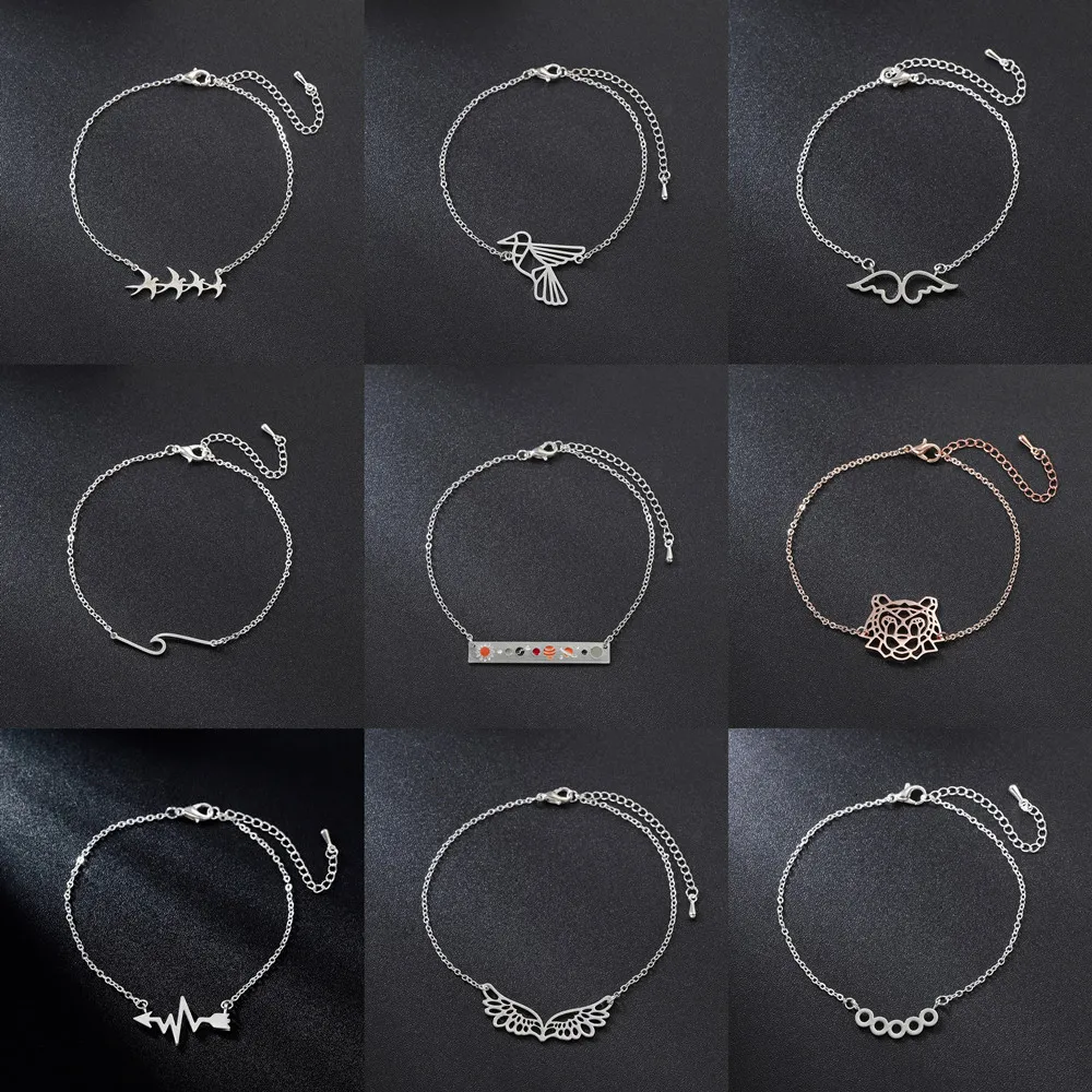 

Stainless Steel Women's Bracelet Female Tiger Bird Angle Wings Wave Heartbeat Geometric Bracelets Bangles Fashion Jewelry Cheap