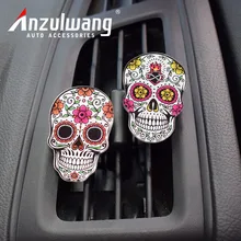 ANZULWANG цветной освежитель воздуха в виде черепа и цветка для автомобиля, акриловый автомобильный освежитель воздуха, модный, в стиле панк, современный автомобильный освежитель воздуха, парфюм