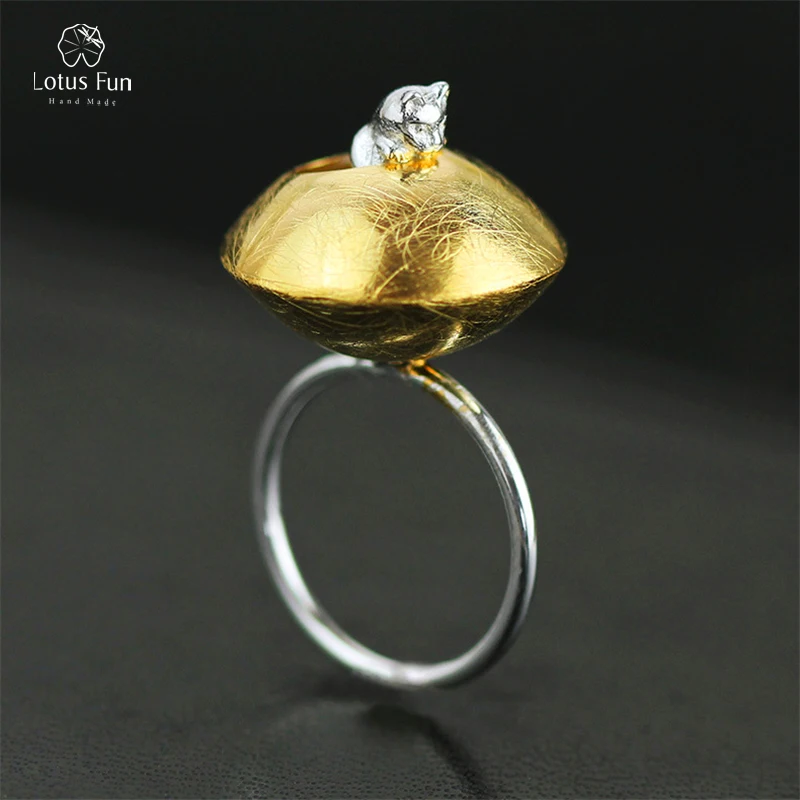 

Lotus Fun Brand Real Solid 925 Sterling Silver Rings for Women Cat Adjustable Band Fine Jewelry Valentine's Day Dropshipping