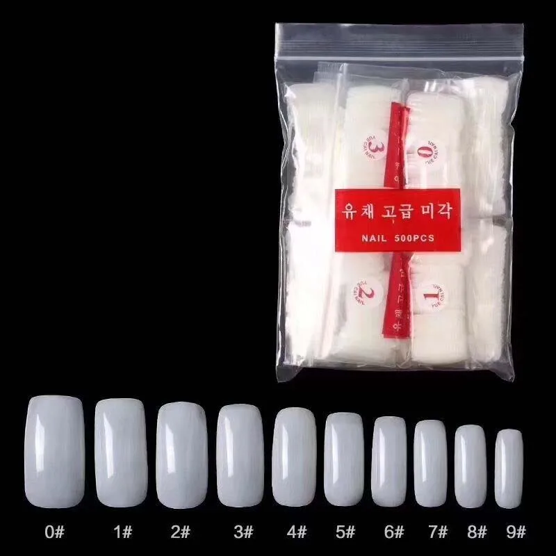 

500 Pcs/Bag Transparent/Natural Artificial False Nails Full Cover French False Manicure Nail Art Tips Free Shipping