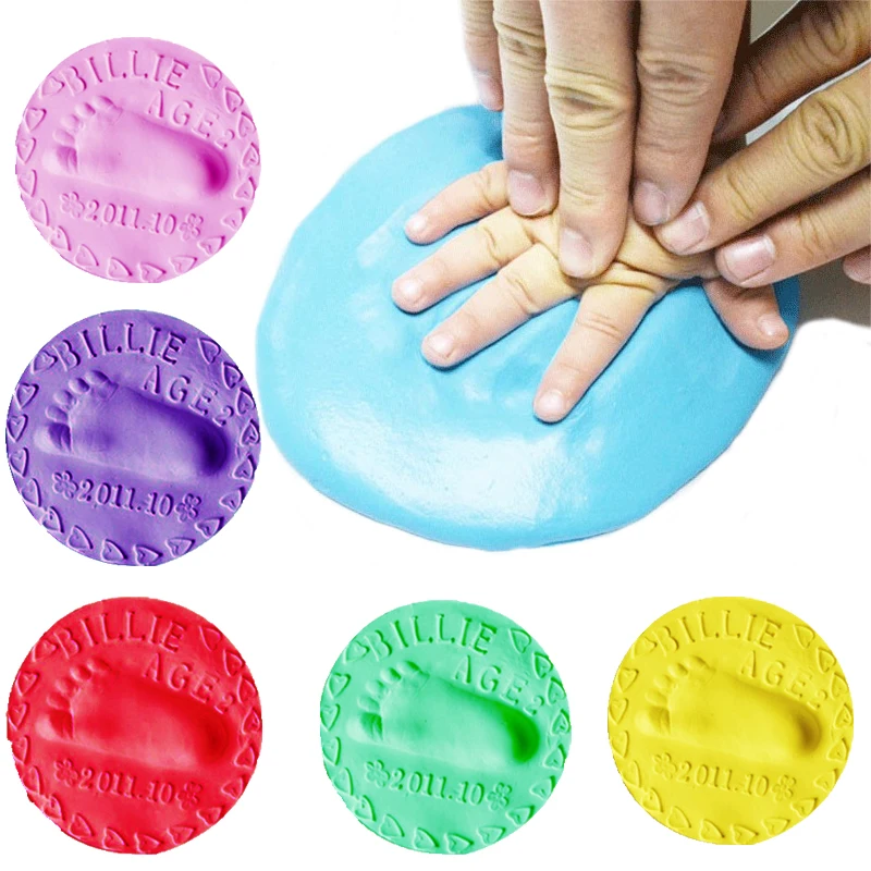 Baby Hand Footprint Makers Infant 8 Colors Air Drying Soft Clay 3D