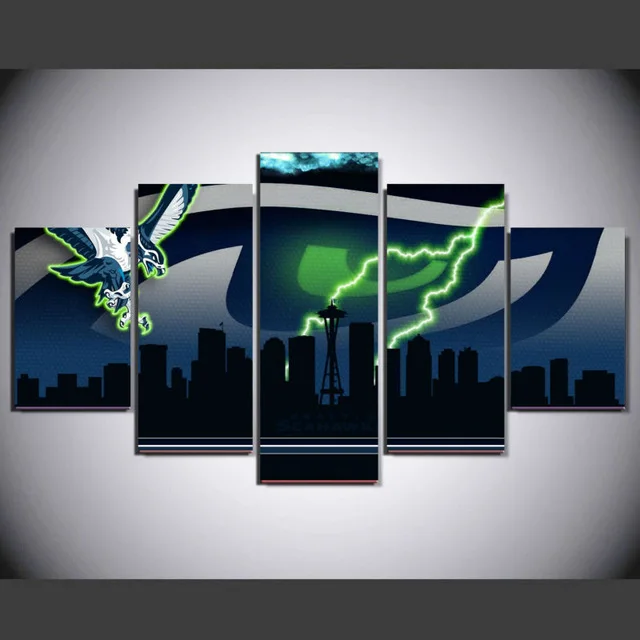 5 Panel Hd Printed Modular Painting Seattle Seahawks Canvas Print 5 Panel Hd Printed Modular Painting Seattle Seahawks Canvas Print Art Modern Home Decor Wall Picture For Living Room F0035 In Calligraphy