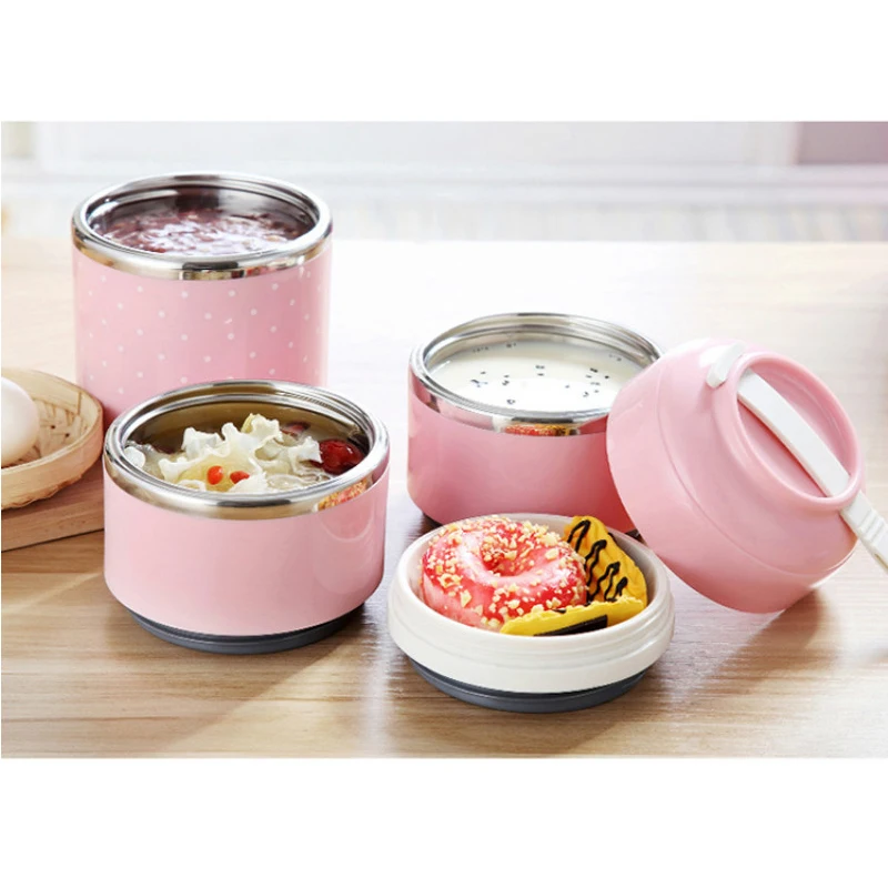 Portable Japanese Lunch Box Leakproof Stainless Steel Bento Kids Food Container Round Shape For School Students Picnic Travel
