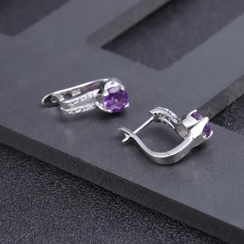 Женский балетный камень 1 63ct натуральный аметистовый драгоченный серьги