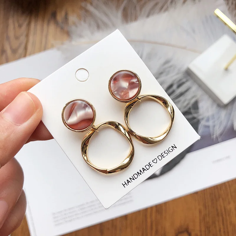 8 сезонов Классические Акриловые геометрические женские серьги-гвоздики Необычные Круглые разноцветные вечерние ювелирные изделия подарок леди драгоценность тренд 1 пара