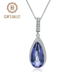 Балетные Подвески GEM'S BALLET, 7.89Ct, натуральный иолит, голубой мистик, кварцевые подвески, классическое 925 пробы Серебряное ожерелье, хорошее