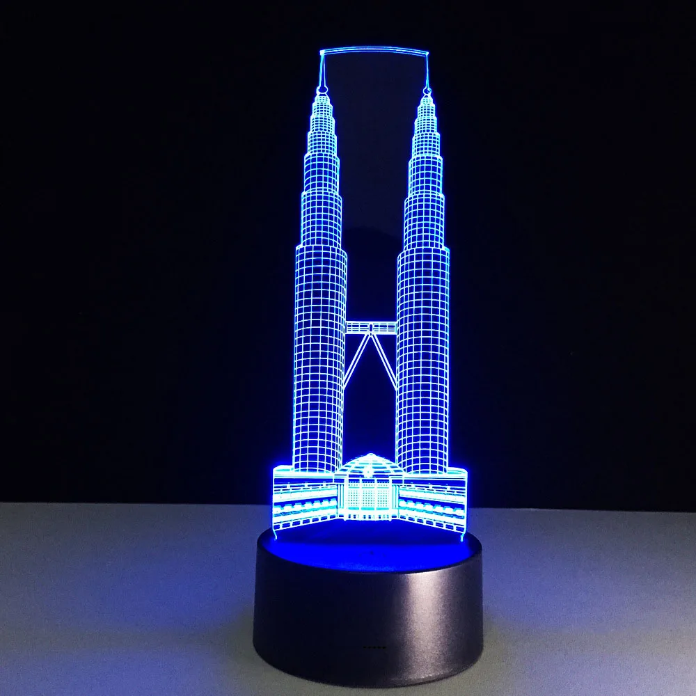 Новинка светодиодный USB цветной стол лампе здание 3D визуальный контакт переключатель милый ночник для домашнего декора освещение комнаты