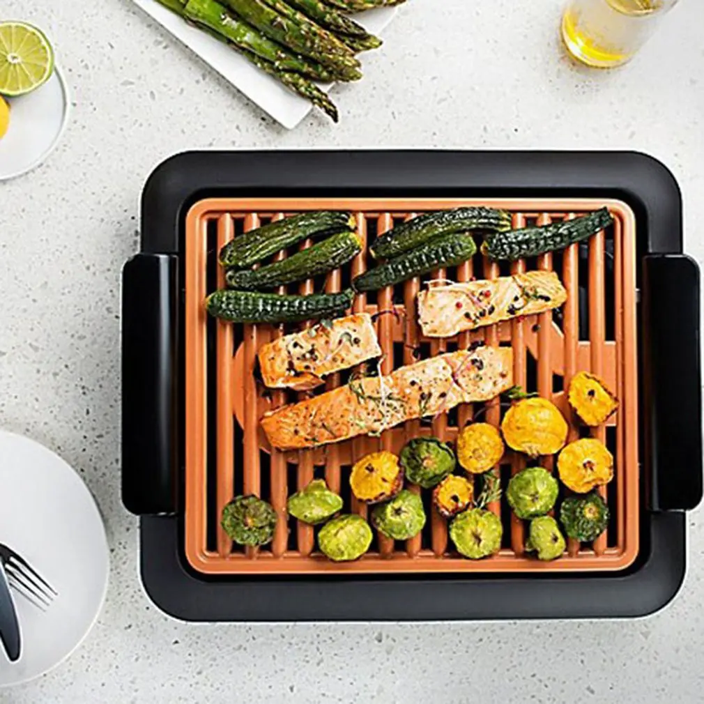 Non-Stick Durable Electrothermal barbecue plate Fast BBQ Smokeless Grill With Temperature Dial Heated Grilling Grate