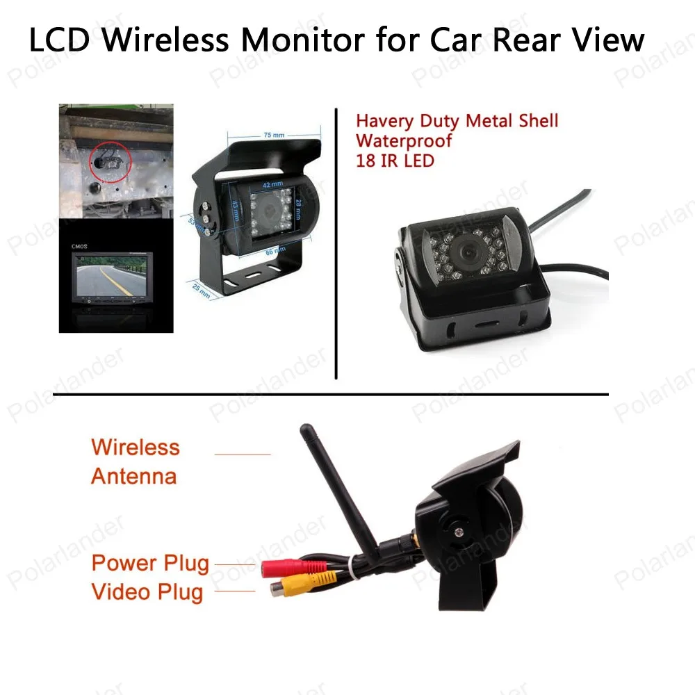 2CH Video Input Built in Transmitter 2 24V Car Truck 5 inch TFT LCD Wireless Monitor for Car Rear View Camera Parking KIT sale