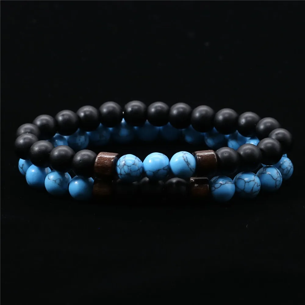 Fashion 2Pcs/Set Couples Distance Bracelet Natural Stone Femme Male