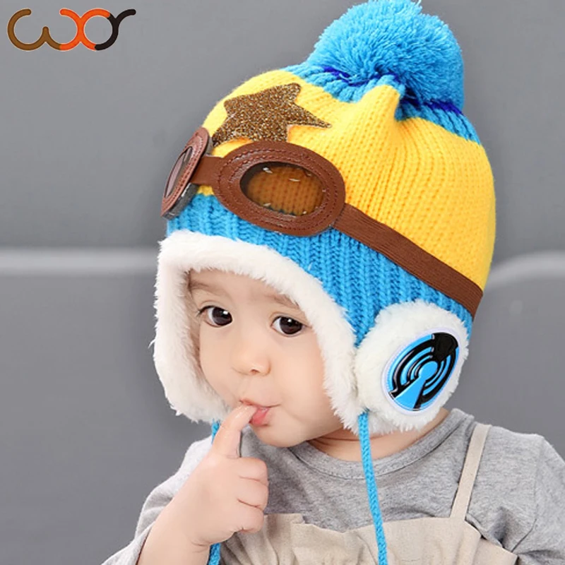Boys Girls Baby Pilot Aviator Hat Winter Cotton Warm Ear Cap Beanie 4