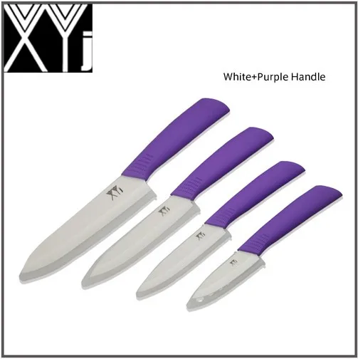XYJ абсолютно Глобальный качество " 4" " 6" дюйм Керамический нож набор кухонных ножей черное лезвие черная цветная ручка с оболочкой циркония - Цвет: white and purper