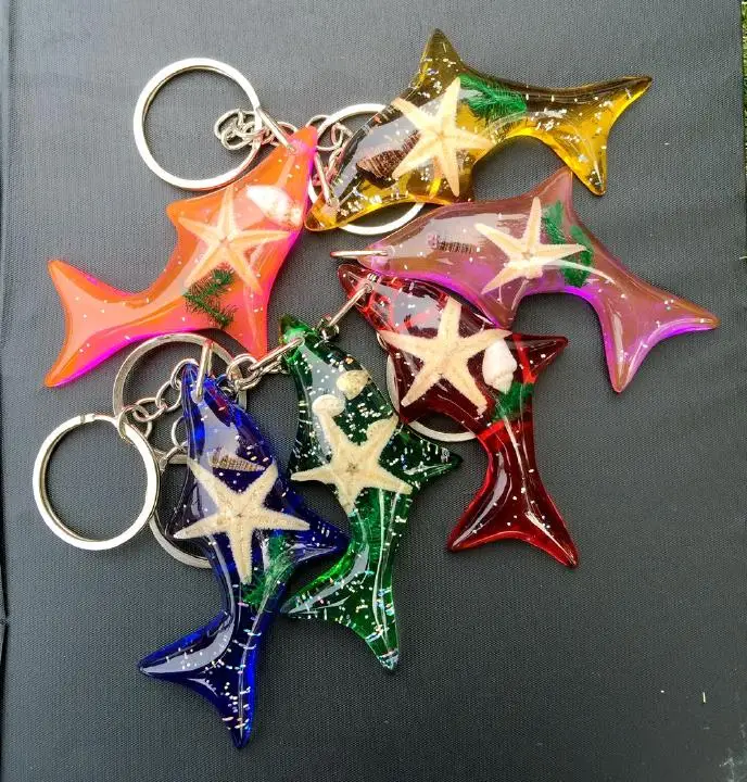 

12 keychain Charming Real starfish Mixed Fashion Colorful Style Jewelry