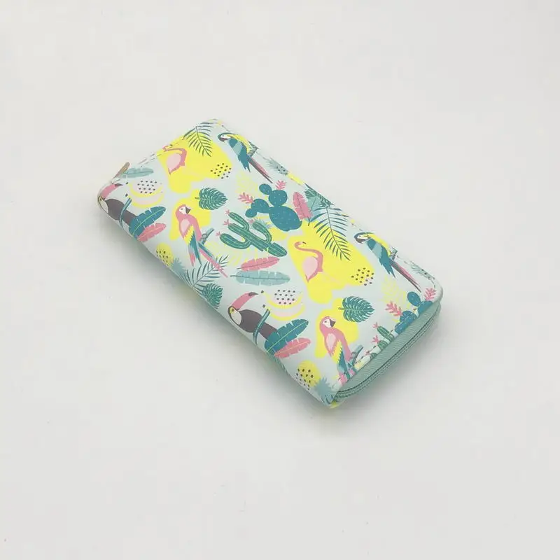 KANDRA Cactus Printing Women Long Wallet PU Leather Summer New Phone Pouch Ladies Plant Card Holder Bag Girls Zipper Coin Purse