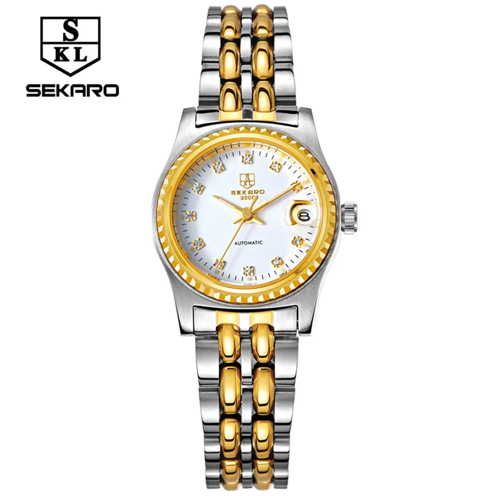 

2017 Luxury Brand SEKARO Golden Watches Women automatic mechanical Watch Women Rhinestones female Waterproof Relogio Feminino