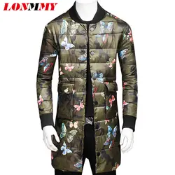 LONMMY 3XL Длинные Стиль Зимние куртки для мужчин S парка Мода Верхняя одежда с бабочками повседневное уличная ветровка 2018 зима