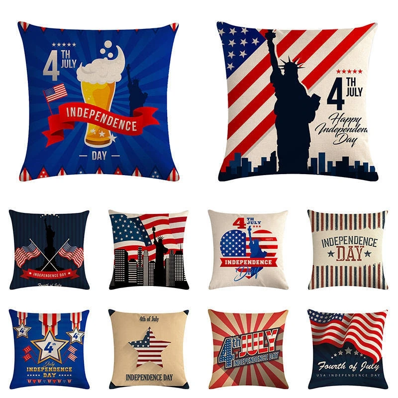 American Style Decorative Cushion Covers Vintage Retro Independence Day Throw Pillow Cover Pillowcases For Sofa Chair Home Decor | Дом и сад