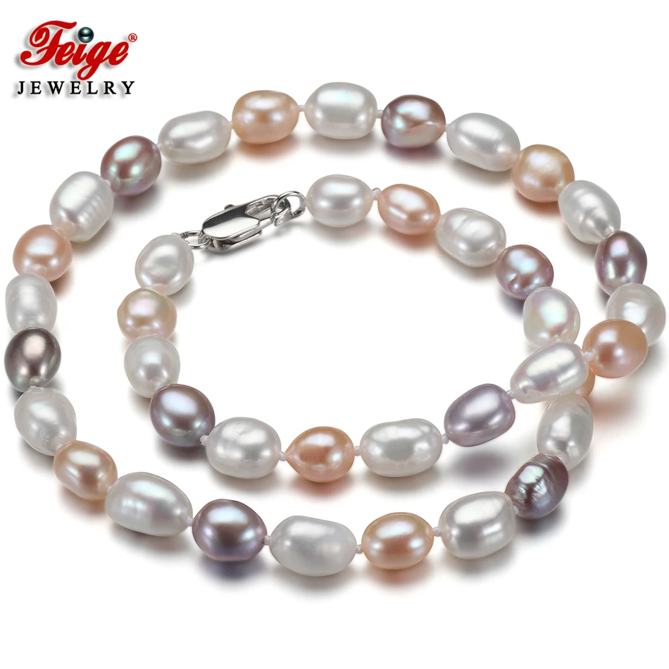 

Feige Special offer Gargantilla Baroque 7-8MM Multicolor Natural Freshwater Pearl Choker Necklace for Women Fine Pearl Jewelry