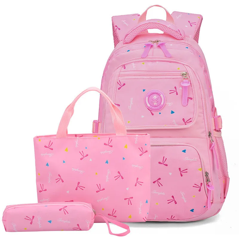 3 шт./компл. школьные сумки рюкзак школьный модная детская одежда прекрасные рюкзаки для детей девочек-подростков школьников Mochila - Цвет: pink