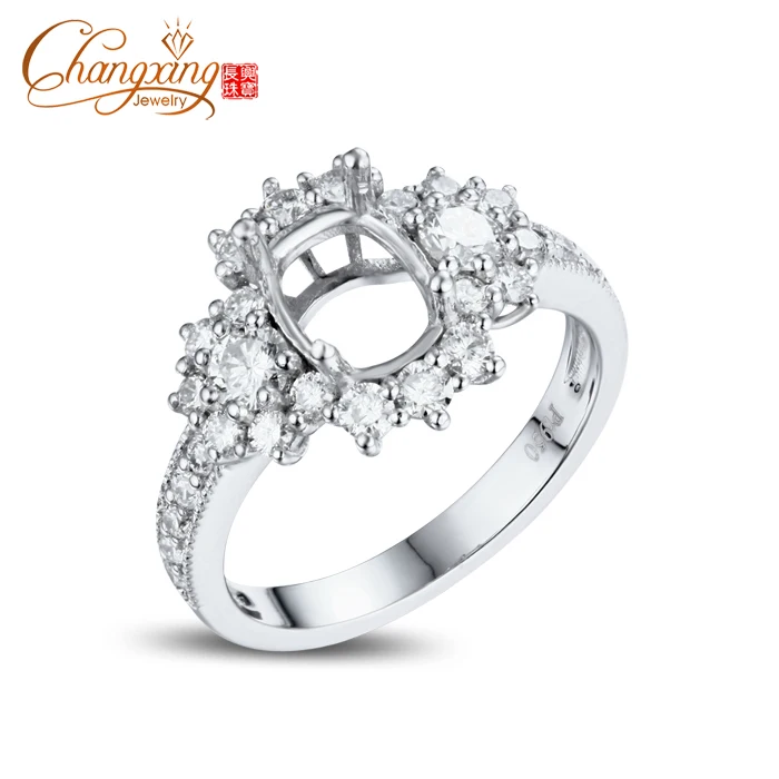 

6x7mm Cushion Cut Real 14k Gold Pave Full Cut Diamond Engagement Semi Mount Ring