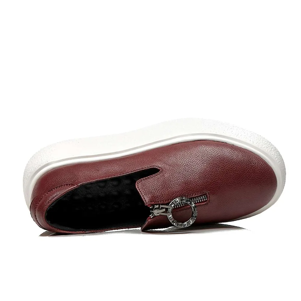 Mocassins Chaude Haute Vulcanisées Rouge Avion Vache Rond vin Métal Fond Conception Bout Zipper Cuir De Plate Européenne forme Noir En Vichelo Réel L0f8 Chaussures shQdrCtoBx