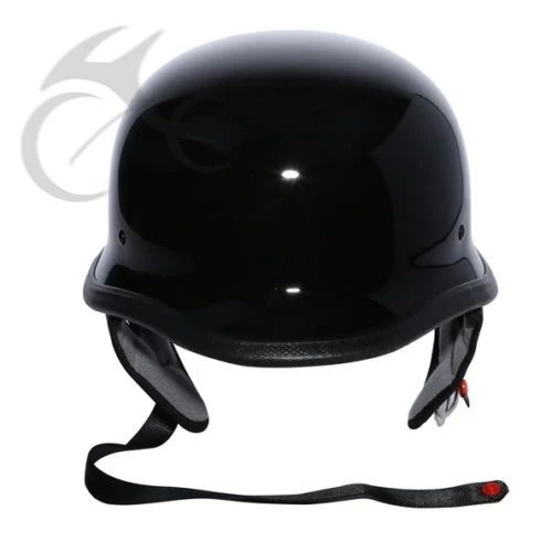 Gloss Black DOT German Motorcycle Street Half Helmet Chopper Cruiser
