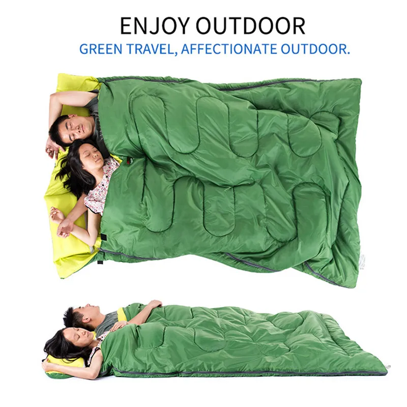 Naturehike Couples Double Sleeping Bags Outdoor Camping Hiking Sleeping Bag 2.15m*1.45m Portable Sleeping Bag Pillow
