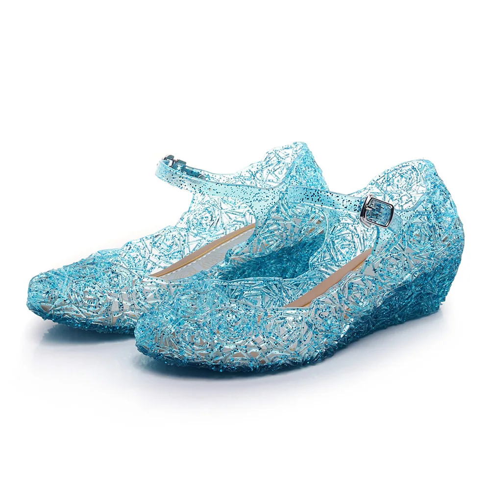 Обувь для девочек; сезон осень-лето; обувь принцессы Эльзы; сандалии с кристаллами в стиле Диснея; шлепанцы; водонепроницаемая обувь из ПВХ; Студенческая обувь