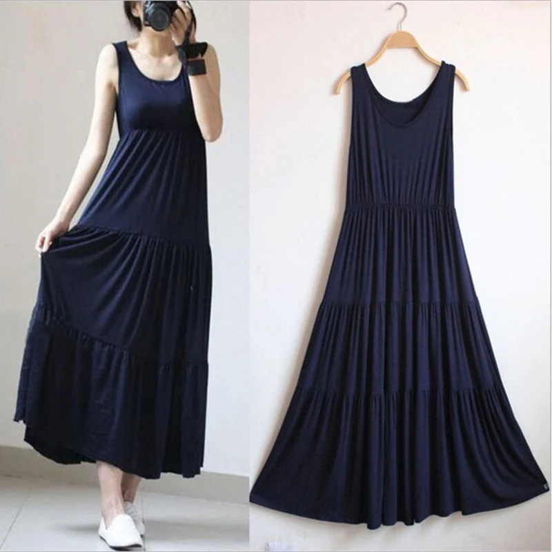 

New Women long Dress Black Summer Fashion large Sizes women clothing loose casual dress pregnant dress plus Size vestidos DL2487