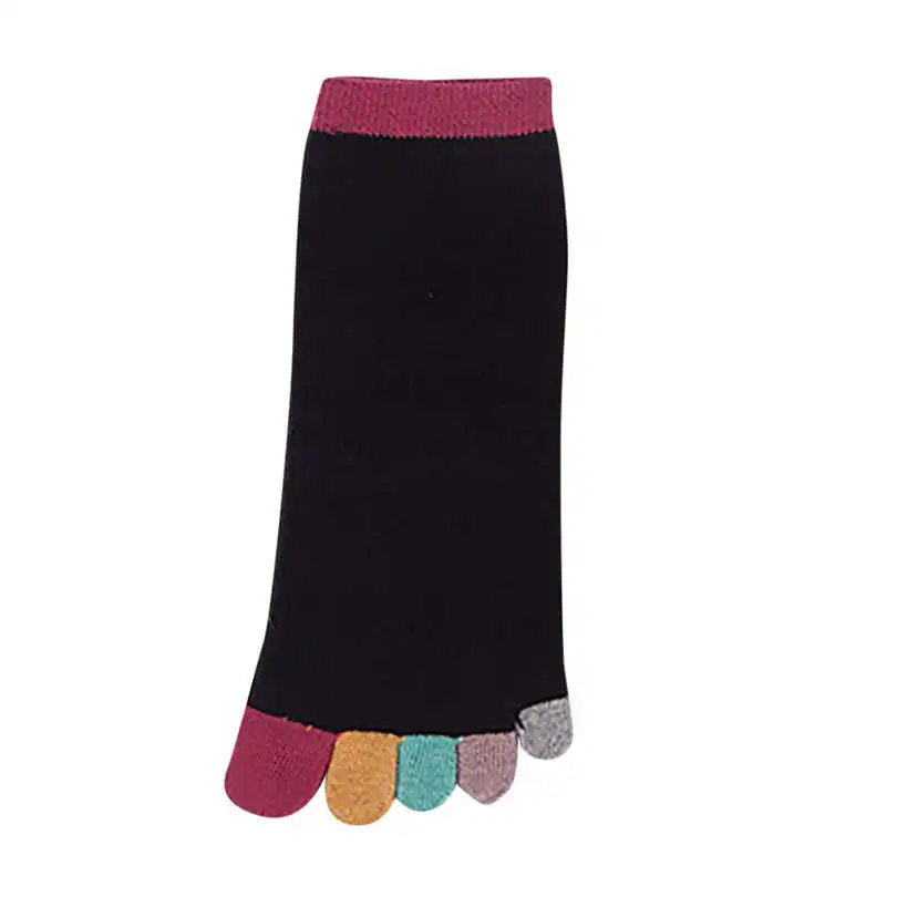 New Fashion Winter Women Girls Casual Daily Print Multicolor Mid Tube Toe Socks Five Finger Sock Cotton  Socks #4F03 (13)
