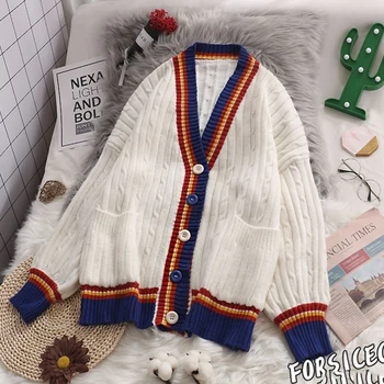 

2020 Spring Women Cardigan Sweaters Autumn Plus Size Knitted Casual Female Winter Warm Loose Sweater V-Neck Cardigans Woman Coat