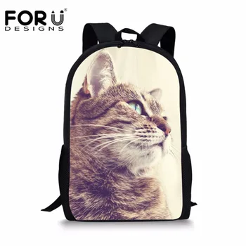 

FORUDESIGNS Kitten Cat Schoolbags Casual Students Book Bagpack Children School Bags for Boys and Girls Book Bag Mochila Infantil