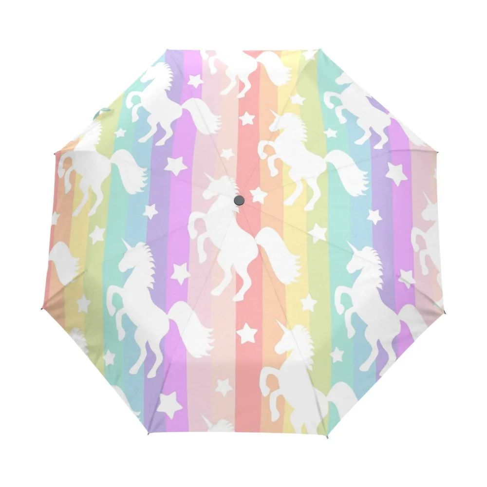 

horse rainbow Umbrella Custom Foldable Rain Umbrella Wind Resistant Windproof Floding Travel Umbrella
