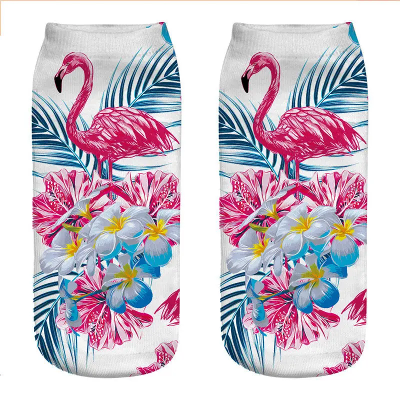 Для женщин унисекс Повседневное хлопок 3D принт носки Фламинго НЧ носки с мультяшным рисунком - Цвет: Серый