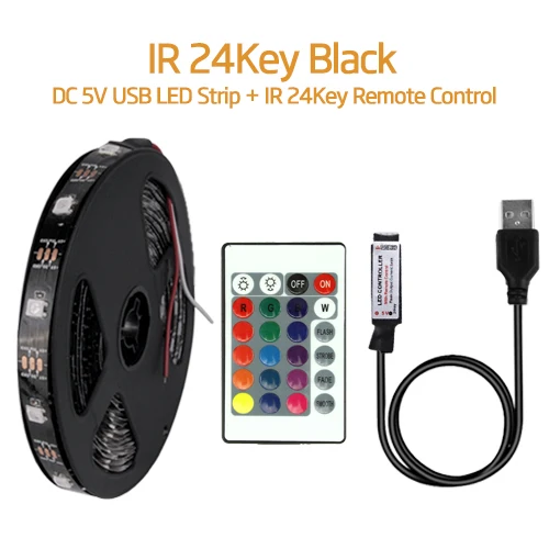 USB Светодиодная лента DC5V 5050 RGB мини 3Key 17Key RF ИК-пульт 50 см 1 м 2 м 3 м Гибкий Светильник ТВ фоновый светильник ing лента IP65 - Испускаемый цвет: 17Key RF remoteBlack