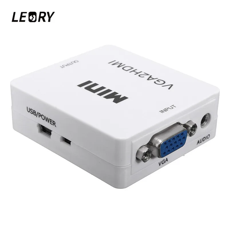 Адаптер LEORY White 1080P Mini VGA в HDMI аудио-видео адаптер для HDTV ПК ноутбуков DVD высокого