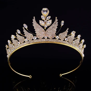 

New Handmade Luxury Baroque Style Bridal Crystal Big Crown Tiara Headpieces Wedding Hair Accessories Princess Bride Hairband