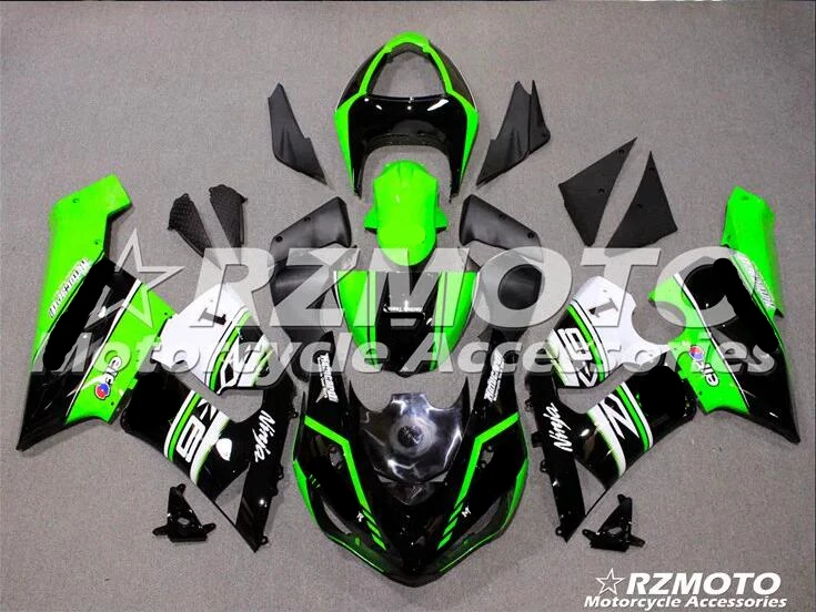 Мотоциклетный обтекатель abs комплект для Kawasaki Ninja ZX6R 636 2005 2006 корпусные детали плесень черный зеленый ACEKITS Магазин № 0052