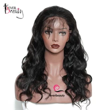 Ever Beauty Pre Plucked Lace Front Human Hair Wigs Body Wave 100% Brazilian Remy Hair Natural Black Color