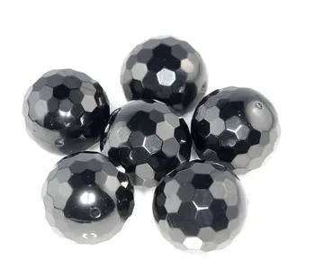 

19mm Black Jet Gemstone Organic Micro Faceted Round Loose Beads 7.5 inch 10 Beads (90186868-887)