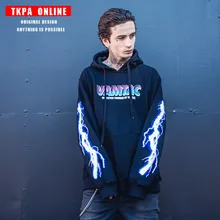 

TKPA High Street Hoodie Lightning Printed Pullover Mens Women Couples Fashion Streetwear Skateboard Hoodies Sweatshirt Autumn