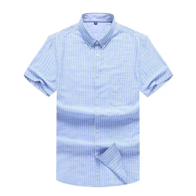 Новинка, большие размеры 8XL 7XL 6XL 5X, новые летние полосатые рубашки с короткими рукавами, хлопок, чистый цвет, деловые рубашки, официальные рабочие рубашки для мужчин