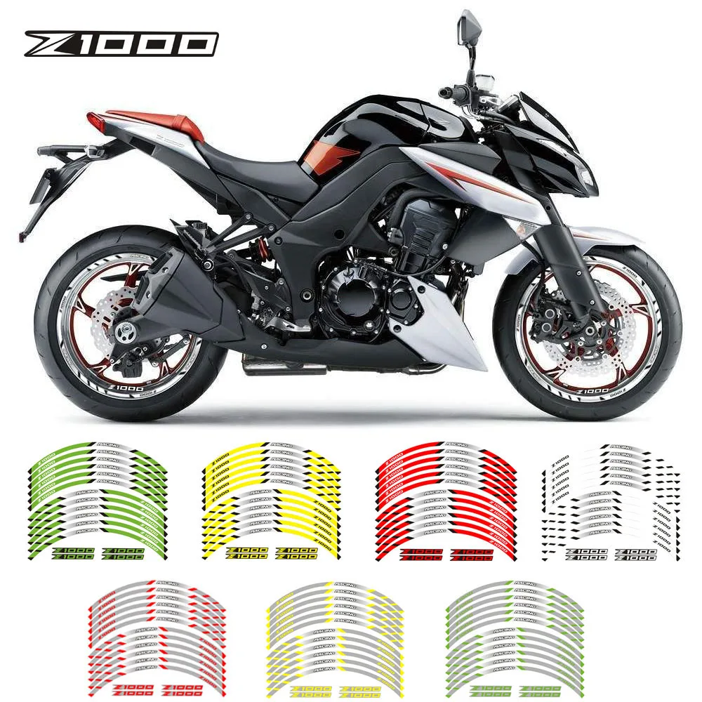 

Hot sell Motorcycle front and rear wheels Edge Outer Rim Sticker Reflective Stripe Wheel Decals For Kawasaki Z1000
