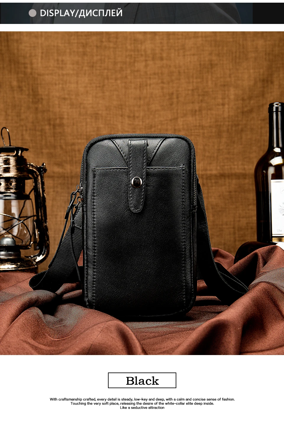 Men's Bag Crossbody Shoulder Bag Genuine Leather Male Mini Fanny Pack Clutch Small Money Belt Bags for Men Pouch Pack 9