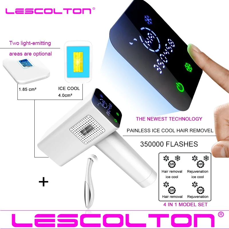 Lescolton, 4 в 1, Эпилятор icecool IPL, постоянное лазерное удаление волос с ЖК-дисплеем, лазерный триммер для бикини, фотоэпилятор - Цвет: 4in1 Icecool Model