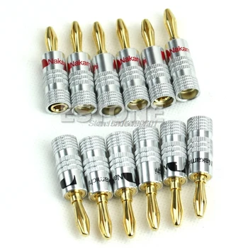 

New 12x Golden Nakamichi Speaker Banana Plug Connector Adapter Connectors New R16 Whosale&DropShip