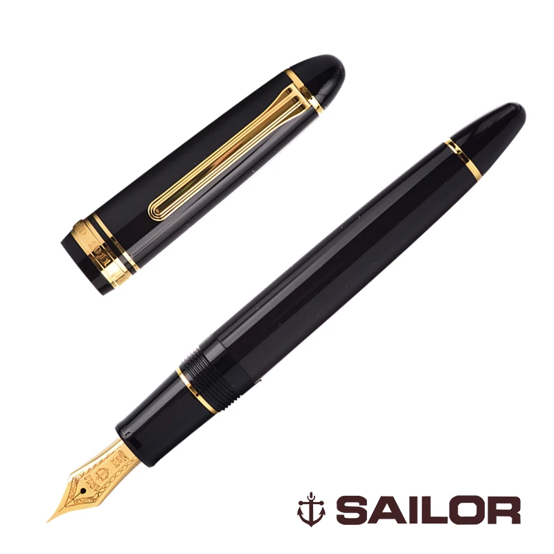 Sailor Japan 21K Золотой перьевая ручка большой черный 11 - Цвет: black golden
