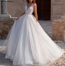 Vestido de novia/свадебное платье принцессы 2019 с бусинами на лифе, платье невесты, платье с коротким шлейфом, Abiti da sposa